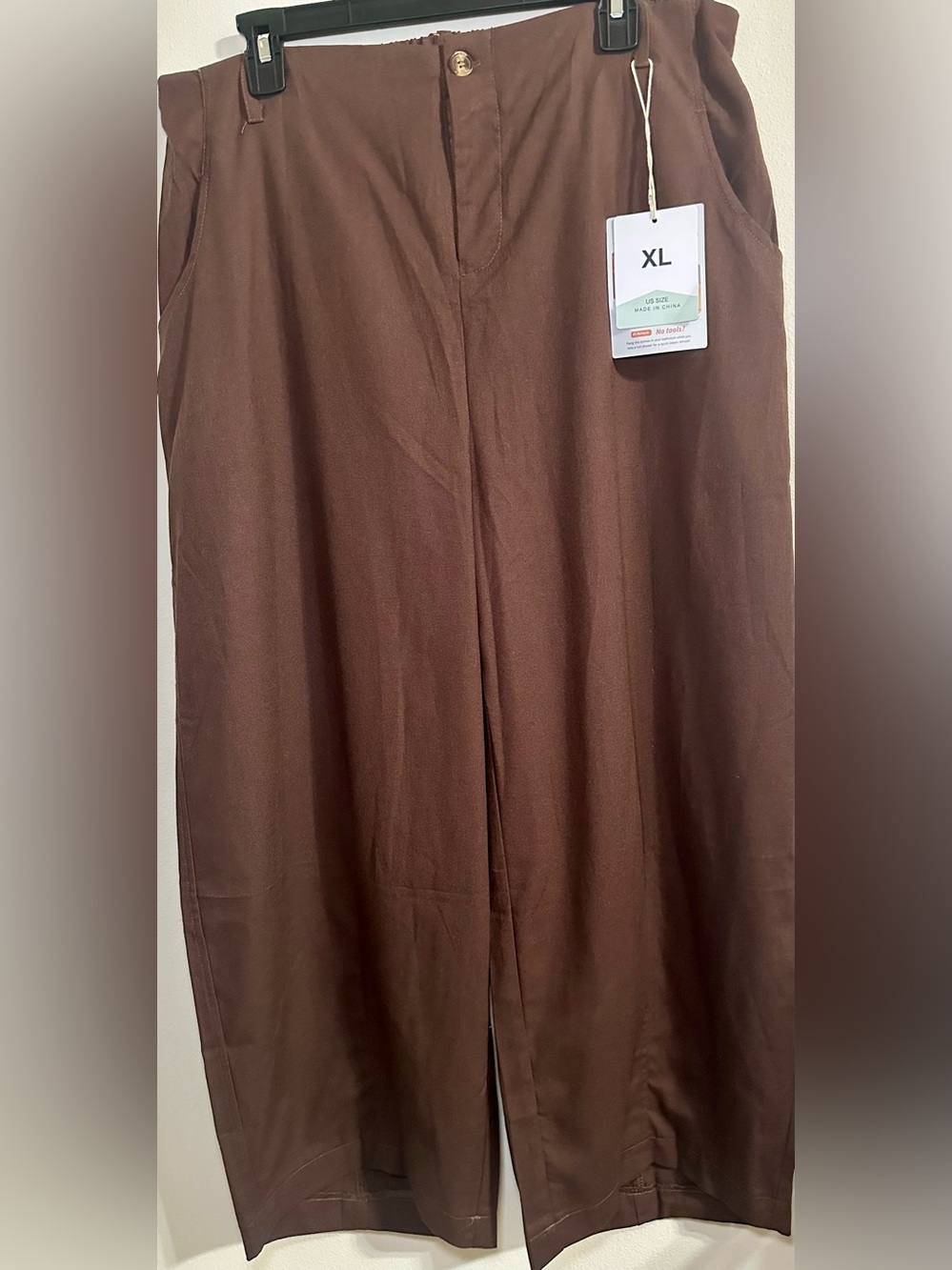 NWT - Fashion Clothing - Women’s Linen Blend Wide-Leg Pants, Brown - Size XL